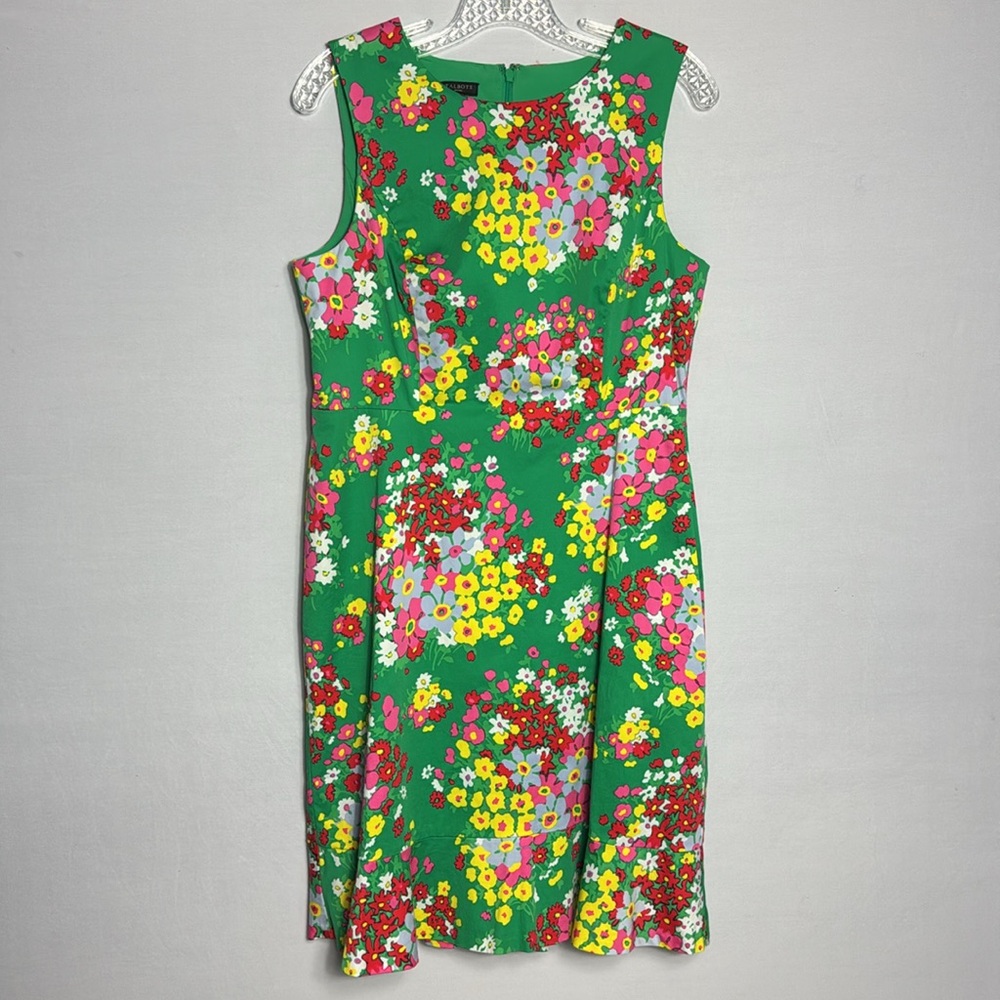 TALBOTS Green Floral Shift Lined Dress size 10P NEW with tag MSRP$149 B82